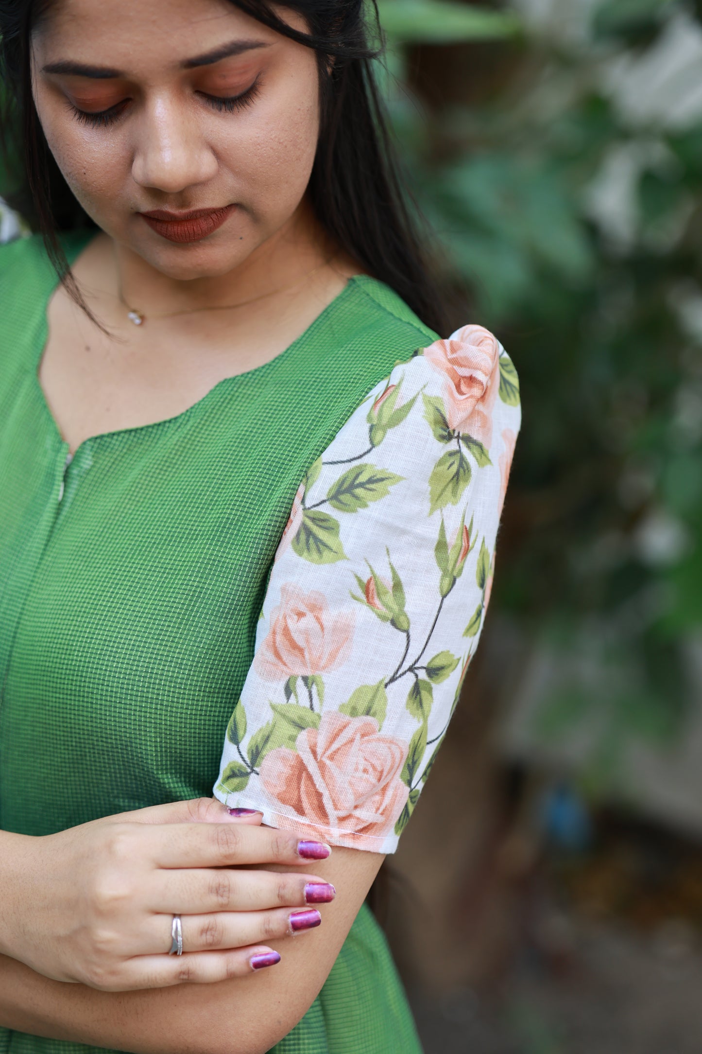 Center zip Normal / Maternity Midi/Gown- cotton lining -  Light green