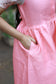 Center zip Normal / Maternity Midi/Gown- cotton lining -   Soft Baby Pink