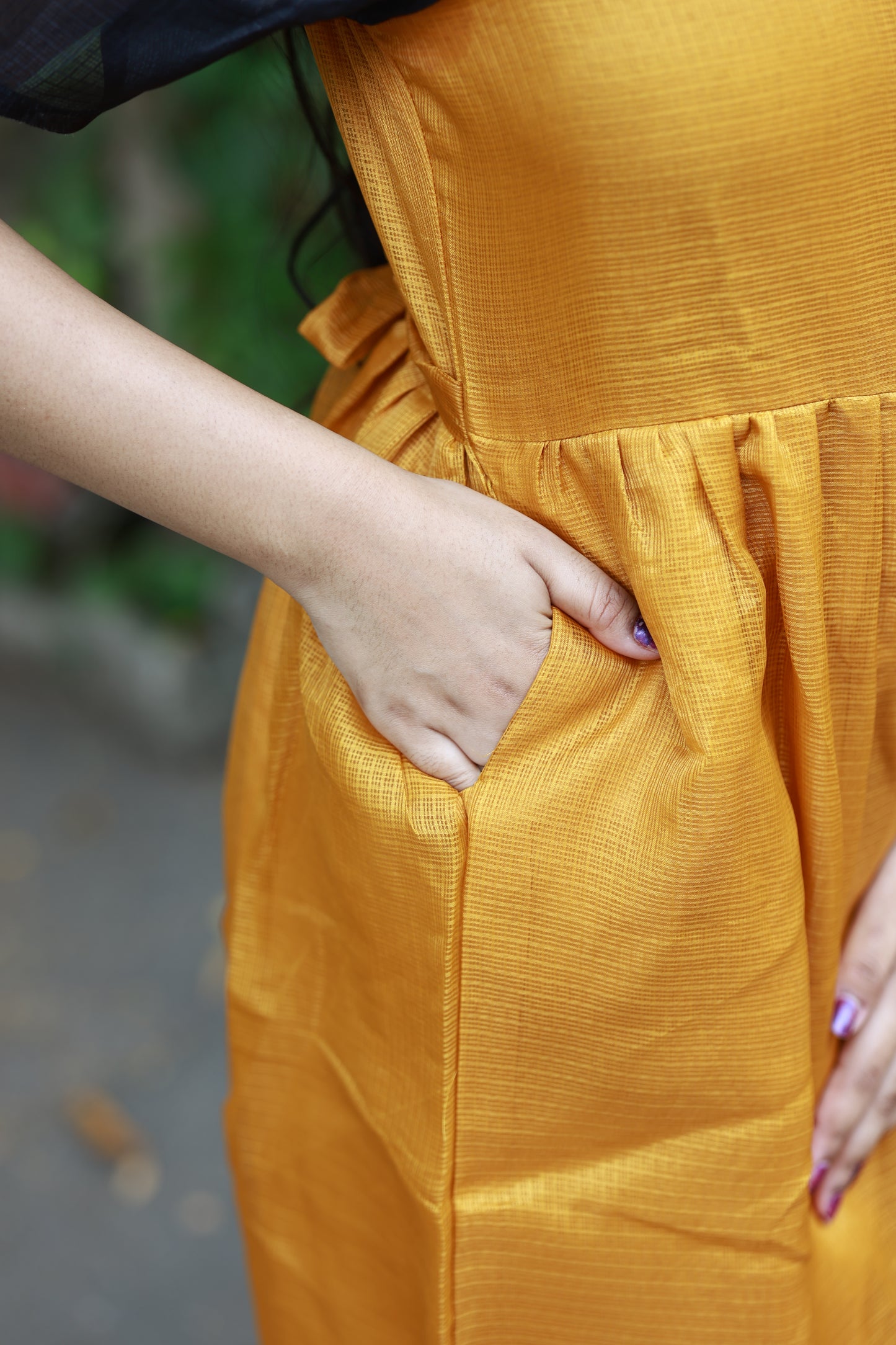 Center zip Normal / Maternity Midi/Gown- kota cotton with full lining - Golden