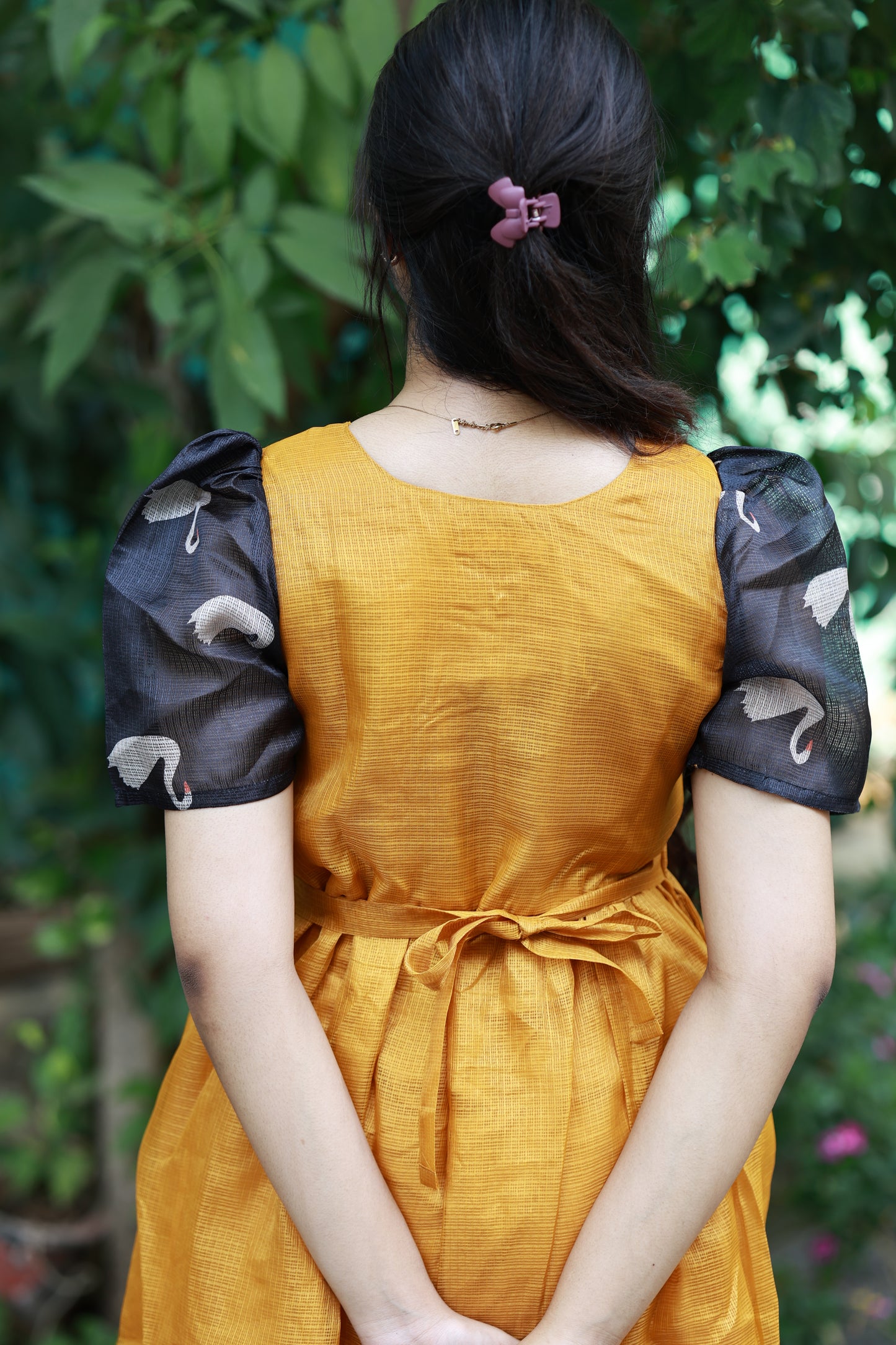 Center zip Normal / Maternity Midi/Gown- kota cotton with full lining - Golden