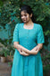 Neemai blue checkered maternity maxi dress, relaxed fit bump-friendly silhouette, stylish pregnancy and postpartum wear, Plus size casual festive ethnic outfit