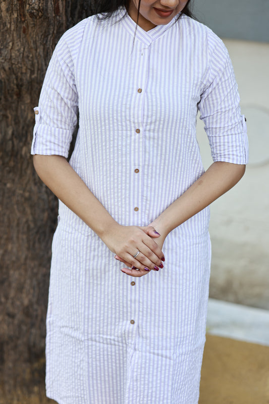 Coordset-   White and Purple stripe