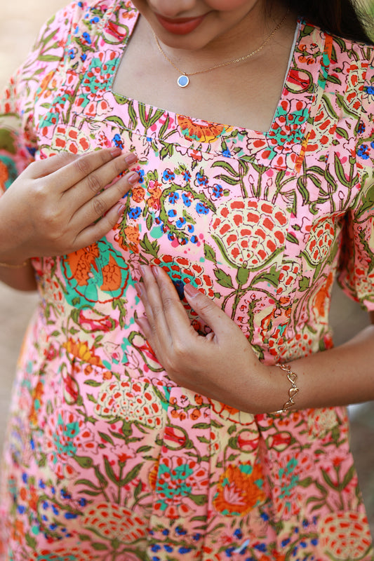 Maternity Maxi/Gown / Midi - Clean finish maternity dress with hidden zips, Pregnancy to postpartum use