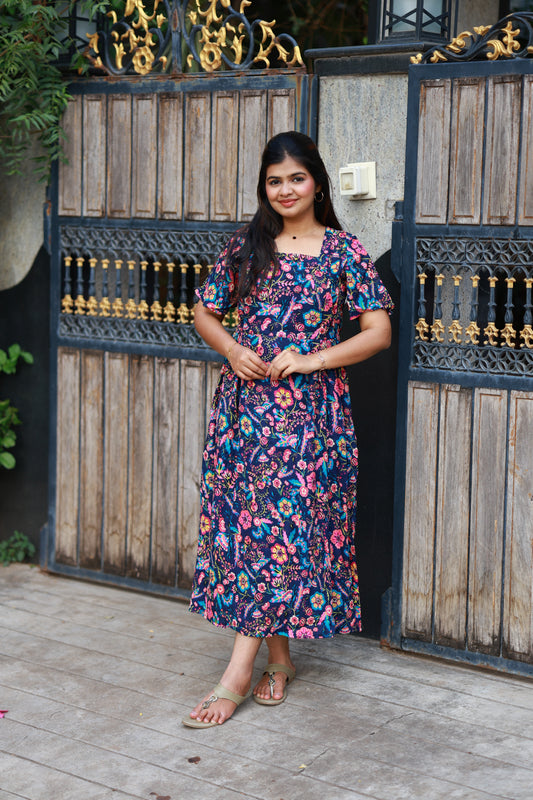  Maternity Maxi/Gown/Midi - Berry, modest maternity dress for Valentine, comfortable feeding dress With Neemai