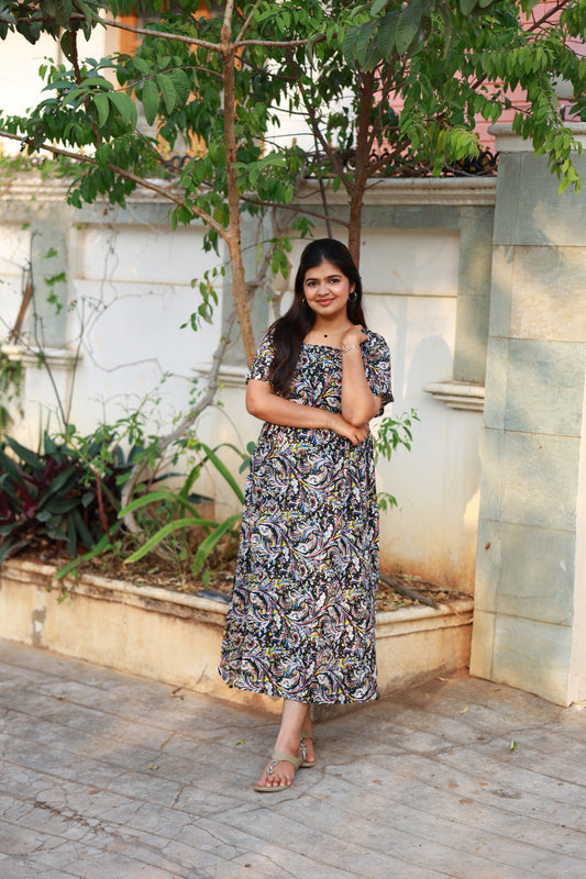 Maternity Maxi/Gown / Midi- Nova Leaf, comfortable nursing dress for new moms, maternity dress for photoshoot