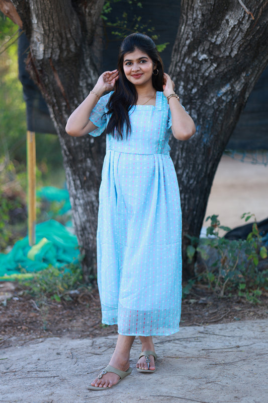 Maternity Maxi/Gown/Midi - Blue -  Venmegam