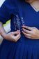 Maternity Maxi/Gown -  Blue Muslin Embroidered