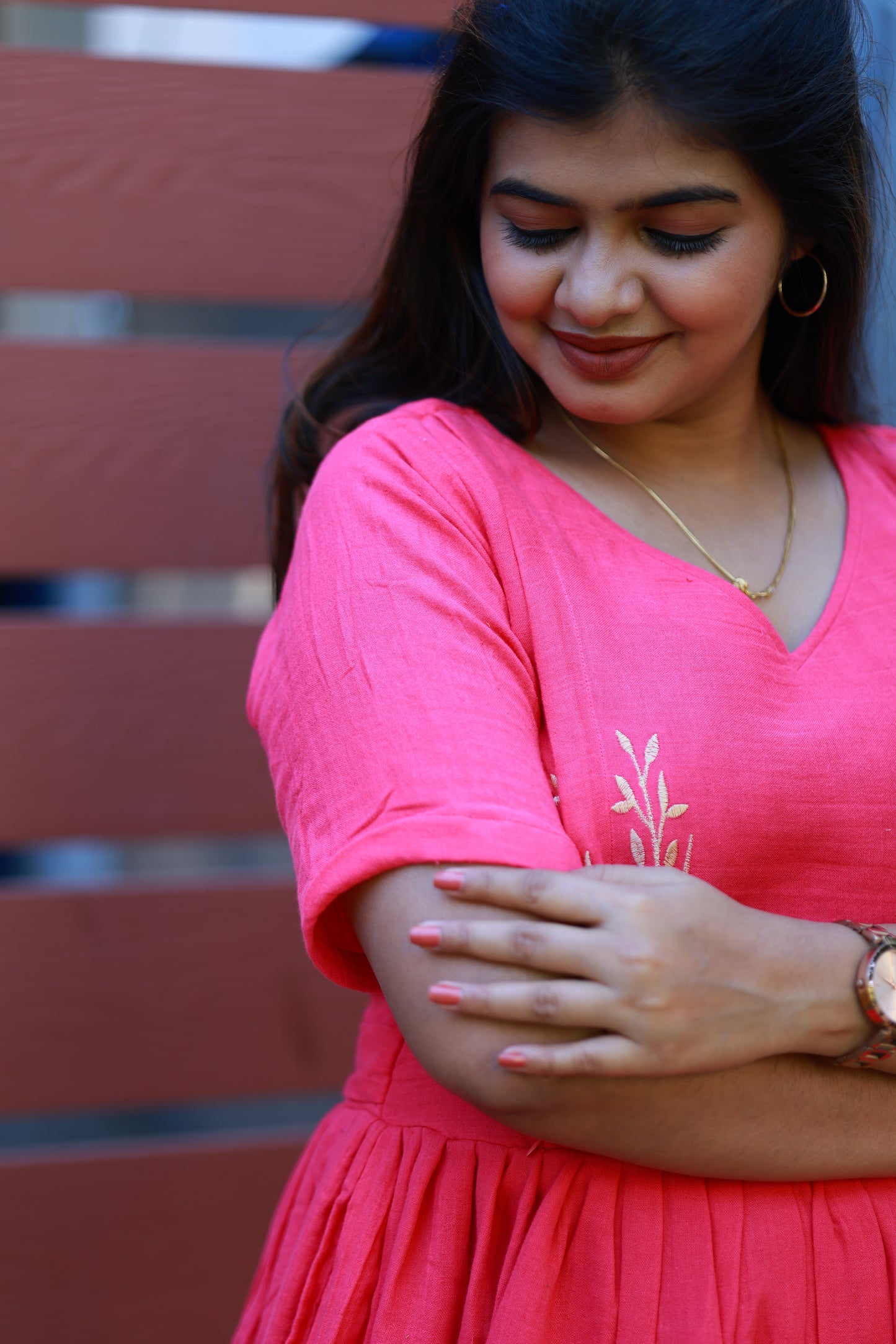 Maternity Maxi/Gown -  Rose Ember Muslin