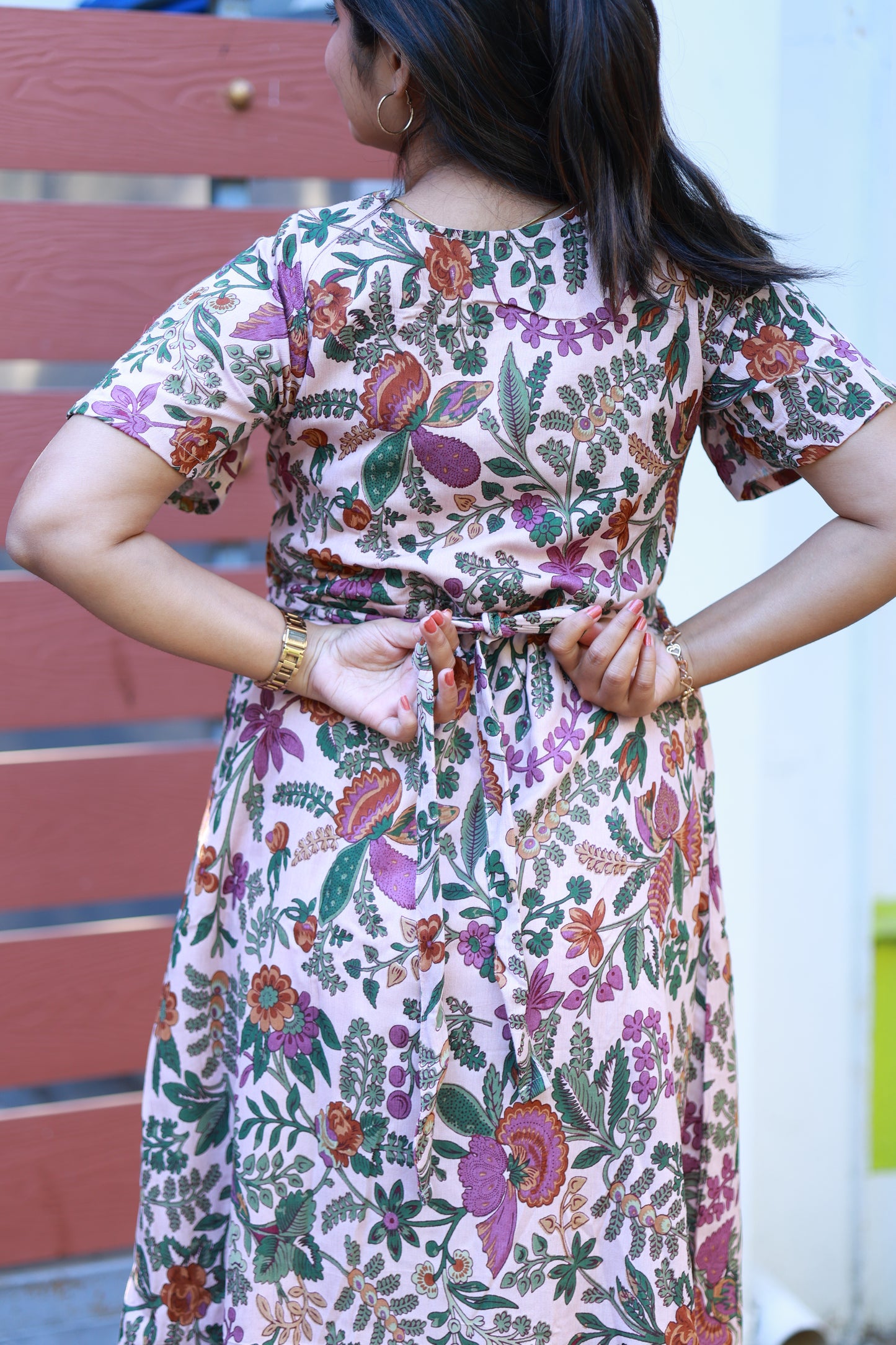 Maternity Maxi/Gown/Midi- Purple Lily - Double side zip- Cotton Full lining