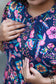 Maternity/Feeding Midi/Gown - Navy blue floral printed maternity dress, concealed center feeding zip for breastfeeding.