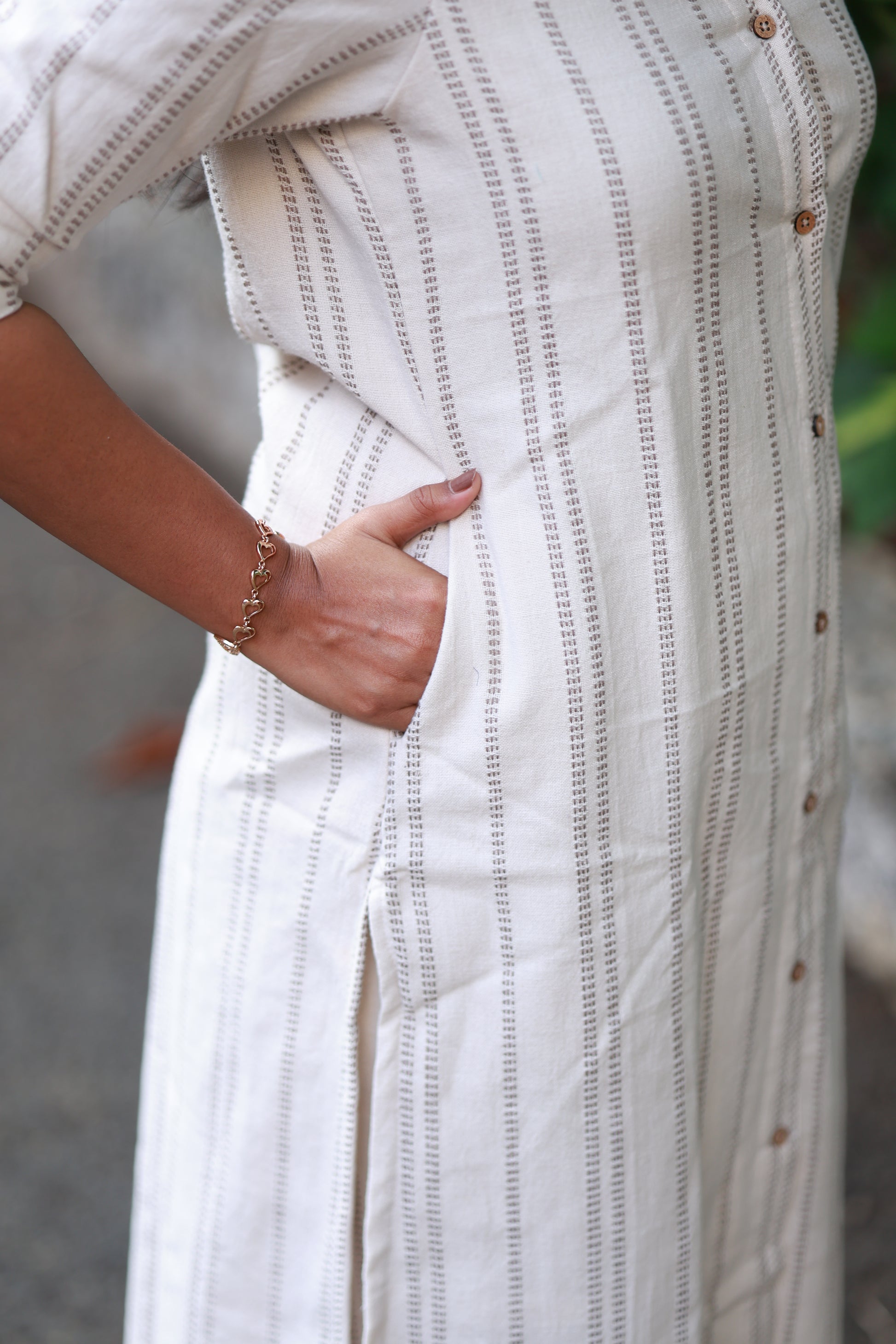 Coordset-  Half white color, Matching pants with functional side pockets