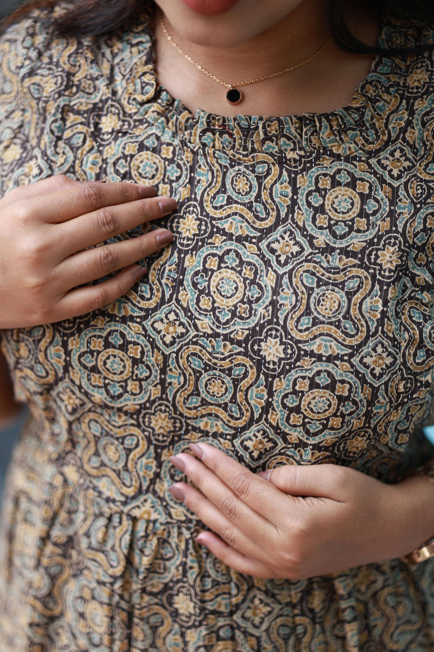 Maternity/Feeding Midi/Gown - Two-way zip maternity dress