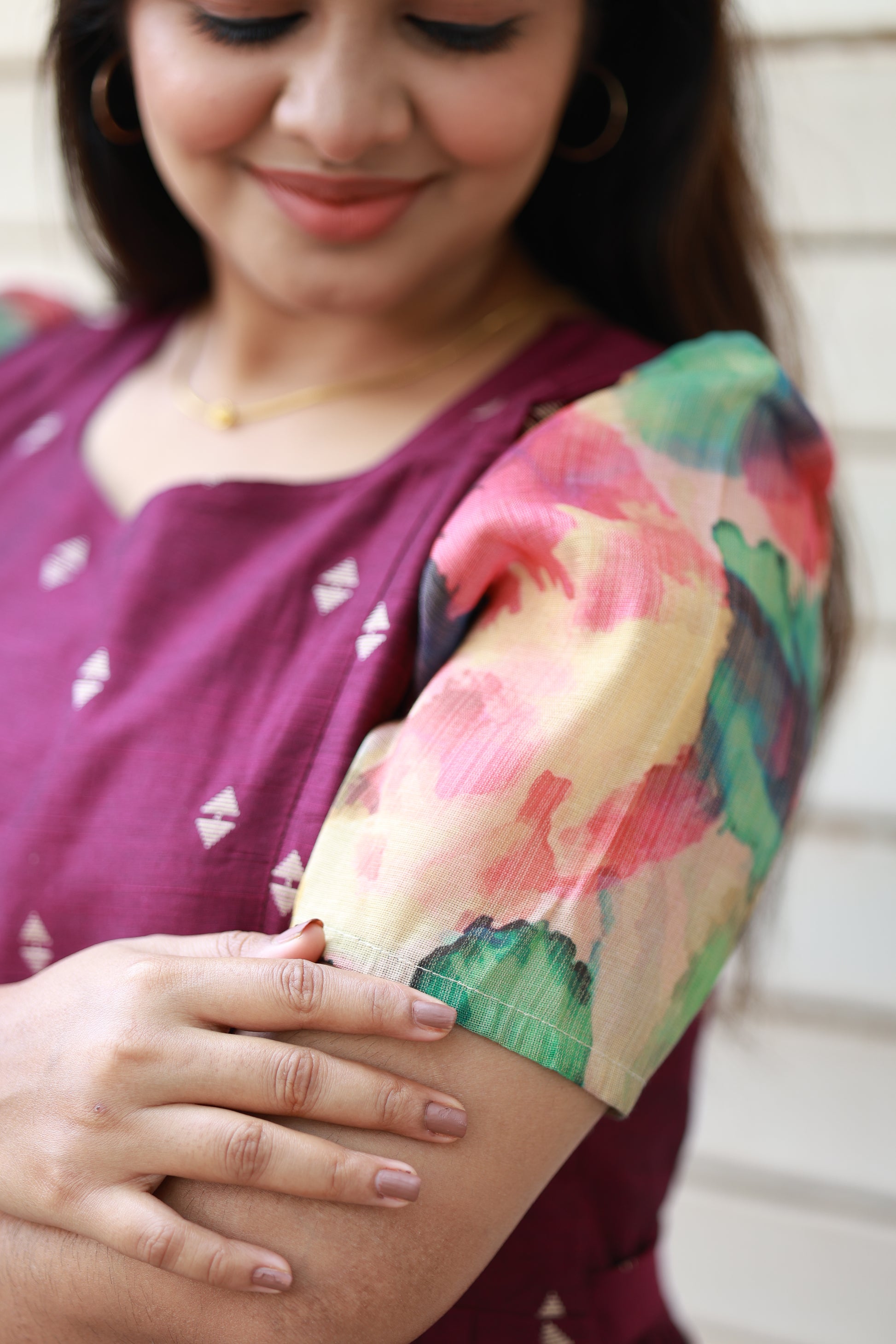 Raw silk Maternity Maxi/Gown - Festival Collection - Stylish contrast sleeve design, Perfect for function wear styling