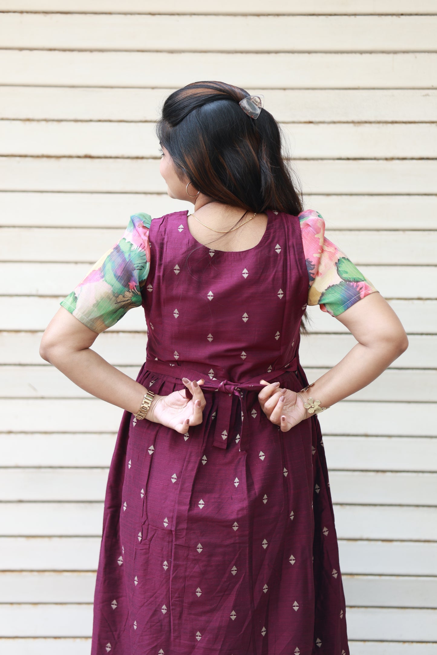 Raw silk Maternity Maxi/Gown - Festival Collection - Adjustable back tie maternity gown, Pregnancy function outfit
