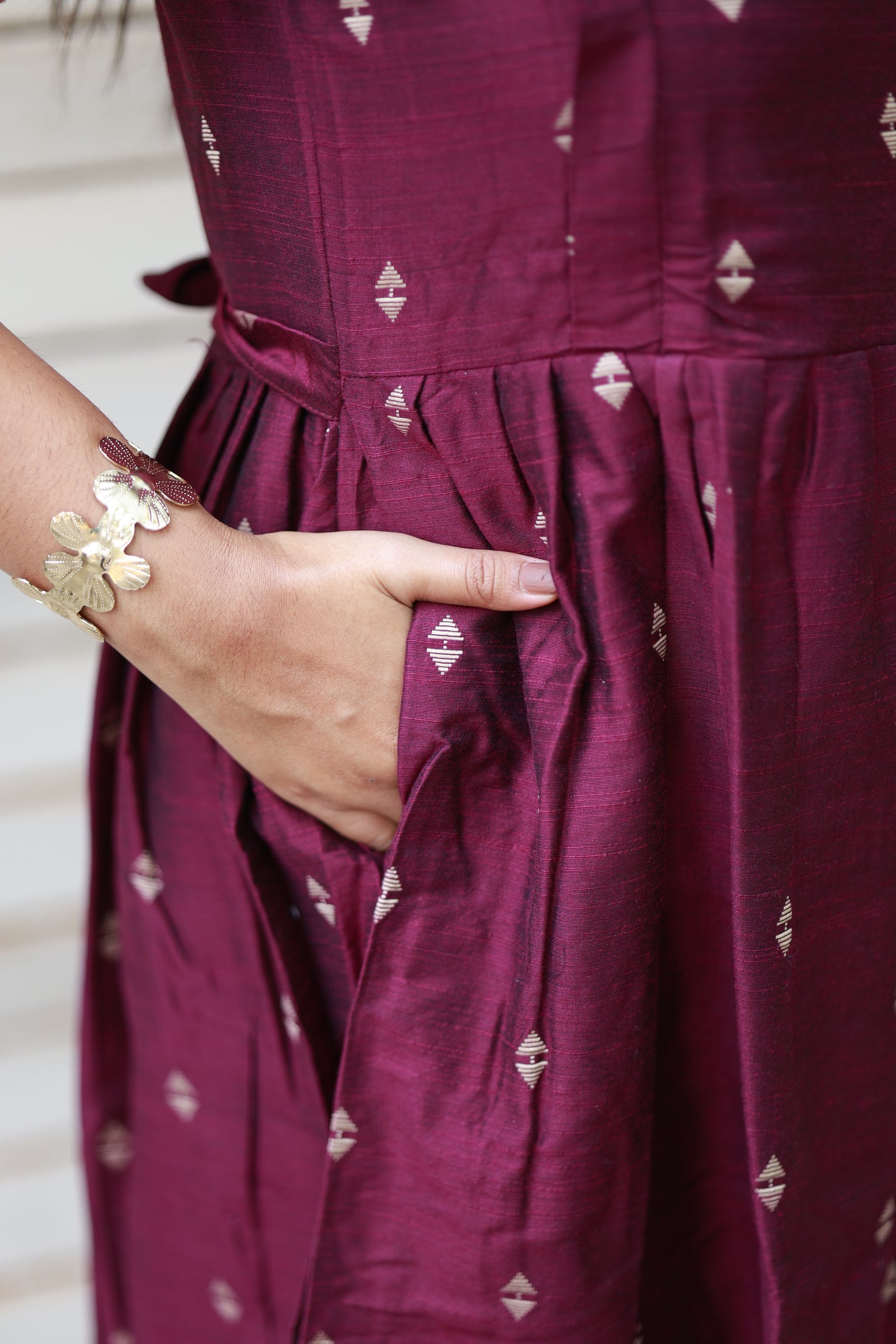Raw silk Maternity Maxi/Gown - Festival Collection - Nursing friendly festive wear with pockets