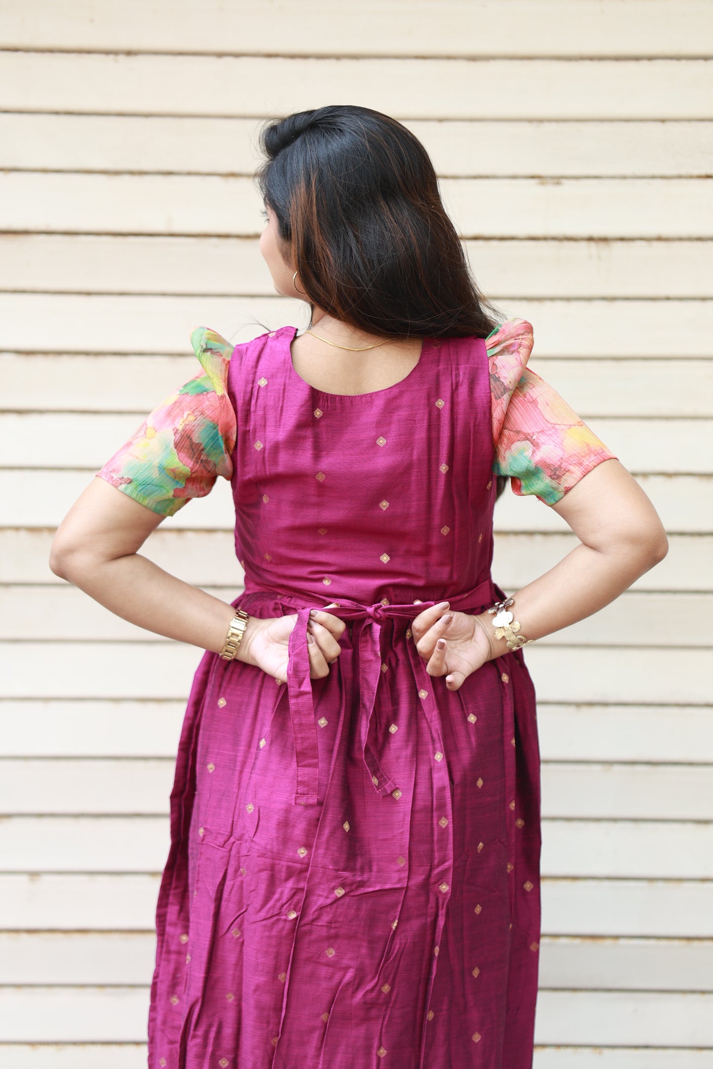 Raw silk Maternity Maxi/Gown - Back tie silk maternity gown, Perfect balance of elegance & style