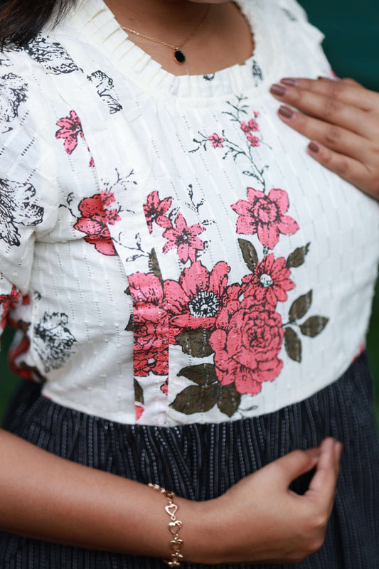 Maternity/Feeding Midi/Gown - White and Black, Two side zips for easy and discreet feeding, Hidden zippers for a neat look