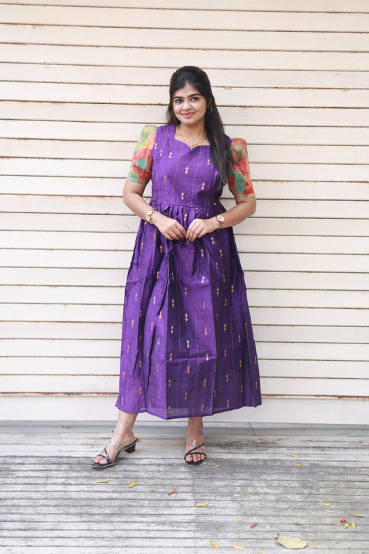 Raw silk Maternity Maxi/Gown - Festival Collection -   Royal purple