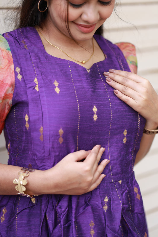 Raw silk Maternity Maxi/Gown - Festival Collection -   Royal purple