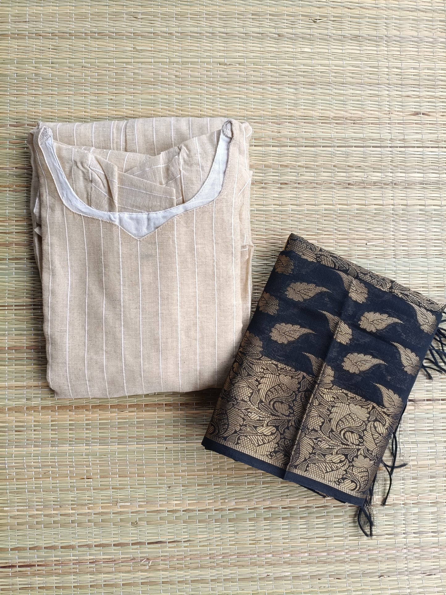 Banarasi Brocade Duppatta-  only Duppatta - Black Color
