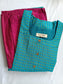 Neemai butter silk teal checkered maternity dress with front buttons, paired with contrast pink bottom, lightweight summer-friendly ethnic wear, plus size festive collection