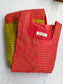 Neemai orange butter silk checkered maternity dress with green checks, front button design, lightweight breathable pregnancy wear, summer friendly festive ethnic collection