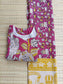 Block printed kalamkari cotton Maternity 2 pc chudidhar set [ Top with double side zip, and dupatta - Pink and yellow