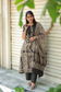 Block printed kalamkari cotton Maternity 2 pc chudidhar set [ Top with center  zip, and dupatta] -  Black - A line top and no side open
