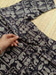 Block printed kalamkari cotton Maternity 2 pc chudidhar set [ Top with double side zip, and dupatta - Black fish