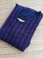 Handloom Cotton Maternity Feeding Gown/ maxi / Double side zip–Navy blue with pink line