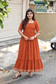 Prewashed Handloom Cotton Maternity Feeding Gown/Maxi /Double Side Zip- Orange with sandal butta