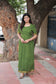 Chettinad Cotton -2 pc set -Maternity Maxi/Gown - Festival Collection -Full cotton lining- Double side zip with dupatta-Green with sandal