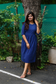 Cotton Maternity/Feeding Midi/Gown - Self ink blue - (chest part lining )