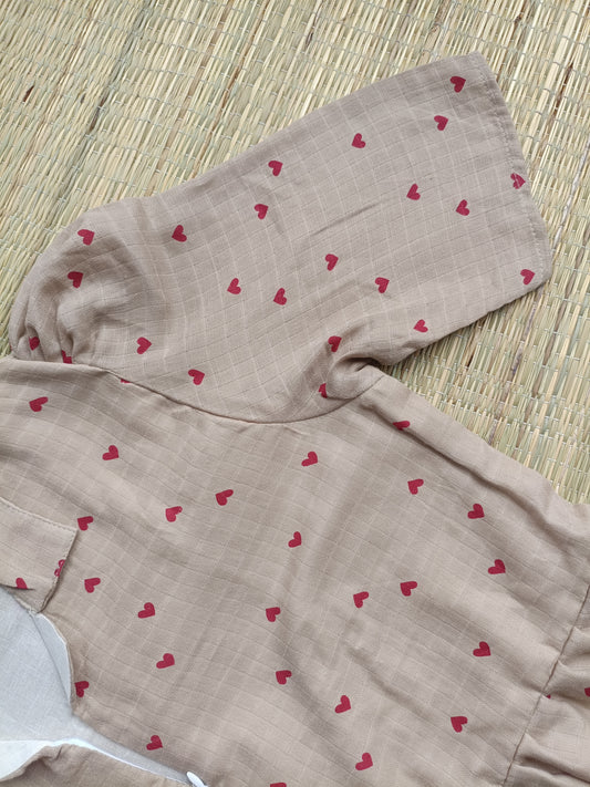 Premium Muslin - Feeding/ Maternity Maxi/Gown - Cotton lining /Center zip -Collar Sandal and red heart