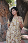Kalamkari cotton- Feeding/ Maternity Maxi/Gown - Cotton lining  / Double side zip- Brown with yellow