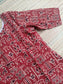 Block printed kalamkari cotton Maternity 2 pc chudidhar set [ Top with double side zip, and dupatta - Red fish