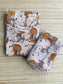 Block printed kalamkari cotton Maternity 2 pc chudidhar set [ Top with double side zip, and dupatta - Brown and sandal pichwai