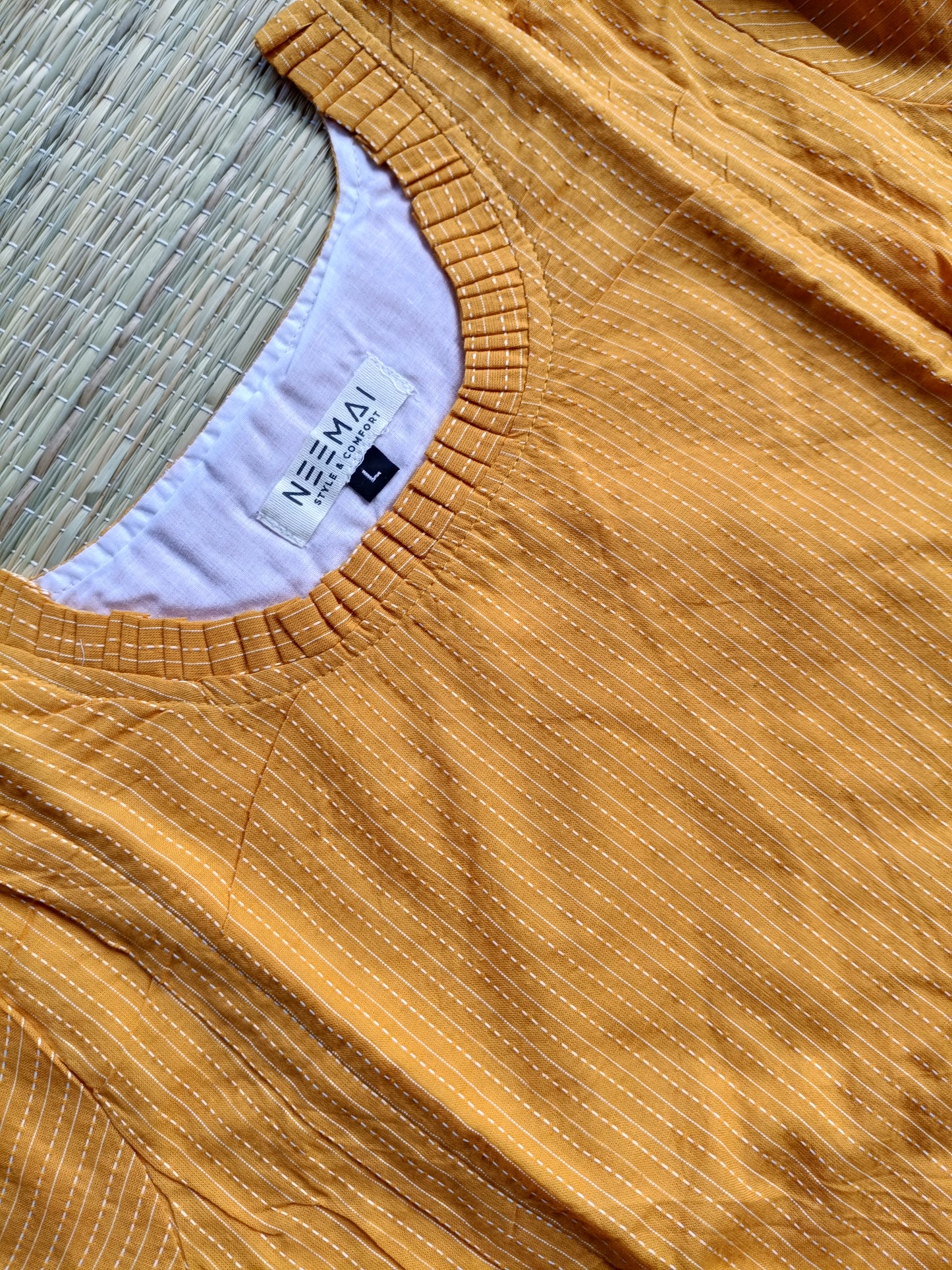 Cotton Maternity/Feeding Midi/Gown - Self Dark yellow ( Full length cotton lining)