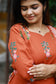 Pure Cotton/Maternity 3 pc chudidhar set [ A line Top with double side zip, pant and dupatta] - Earthy red ( No side open top)