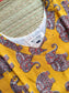Block printed kalamkari cotton Maternity 2 pc chudidhar set [ Top with double side zip, and dupatta - Yellow elephant