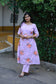 Cotton /Maternity 3 pc chudidhar set [ A line Top with double side zip, pant and dupatta] -Lavender  with orange flower ( No side open top)