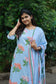 Cotton /Maternity 3 pc chudidhar set [ A line Top with double side zip, pant and dupatta] -Blue with orange flower ( No side open top)