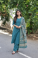 Raw Silk Maternity 3 Pc Chudidhar Set – Blue /Double side Zip (Side Open Top)