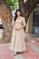 Prewashed Handloom Jamdani - Maternity / Feeding - Maxi/Gown - Cotton Lining - Center zip- Collar Half white