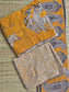 Block printed kalamkari cotton Maternity 3 pc chudidhar set [ Top with center zip, Pant and dupatta - Yellow ( A line kurti -No side open)