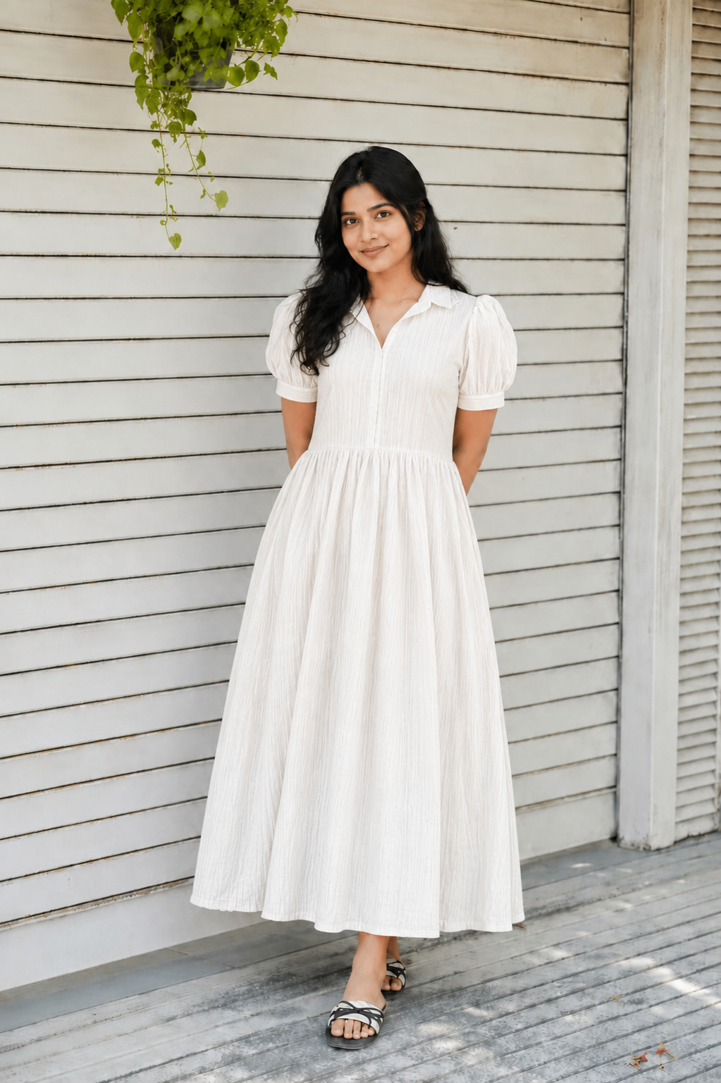 Baptism/Photoshoot Gown-  Premium Muslin -  Maternity/Center zip -  White muslim