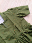 Premium Cotton - Feeding/ Maternity Maxi/Gown - Cotton lining /Center zip -Collar Green and Sandal butta