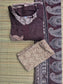 Block printed kalamkari cotton Maternity 3 pc chudidhar set [ Top with center zip, Pant and dupatta - Brown ( A line kurti -No side open)