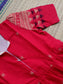 Handloom Jamdani - Maternity / Feeding - Maxi/Gown - Cotton Lining - Center zip- Collar Red and sandal