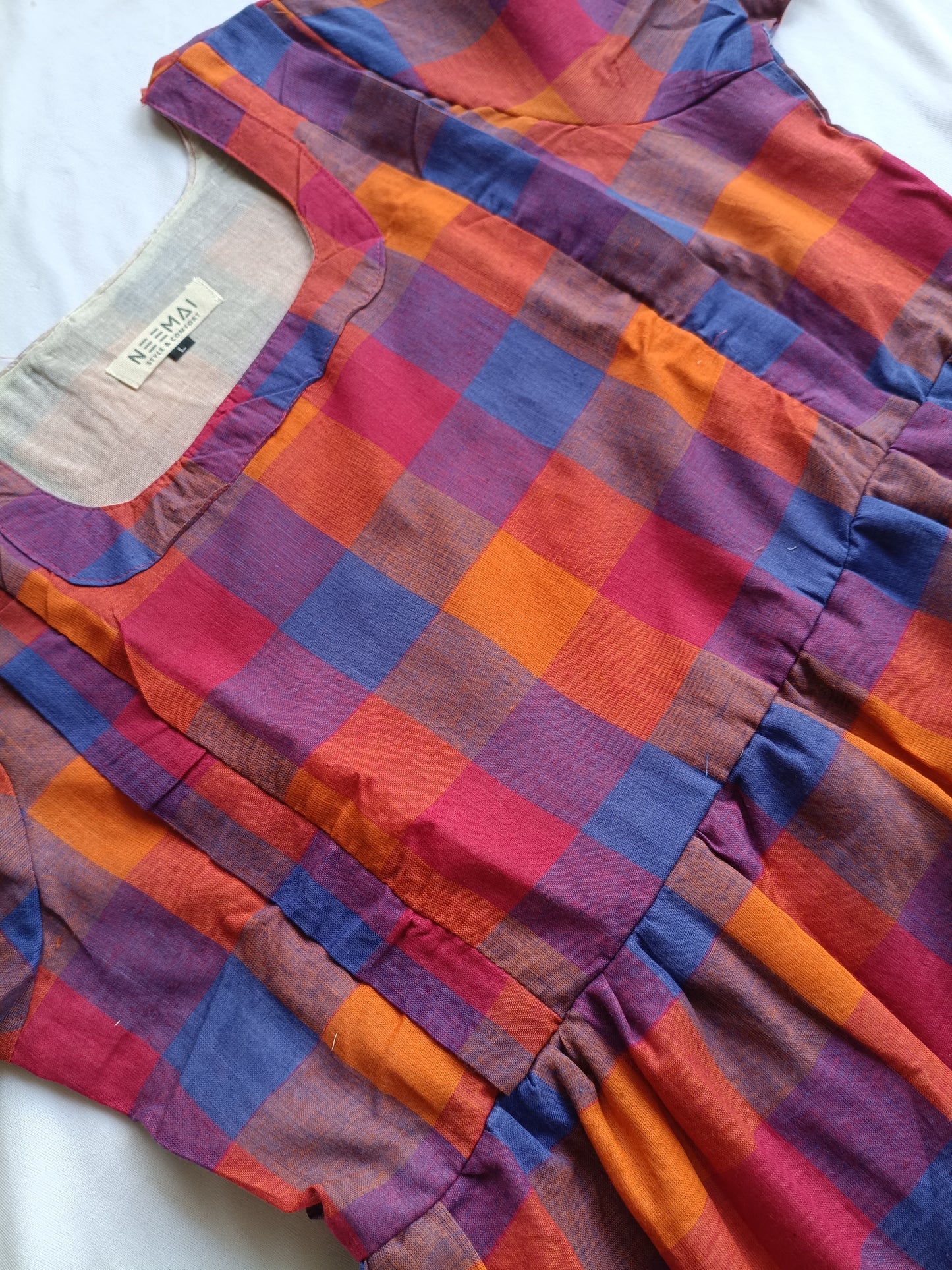Madras checks Cotton - Feeding/ Maternity Maxi/Gown - Cotton lining /Double side zip